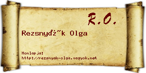 Rezsnyák Olga névjegykártya